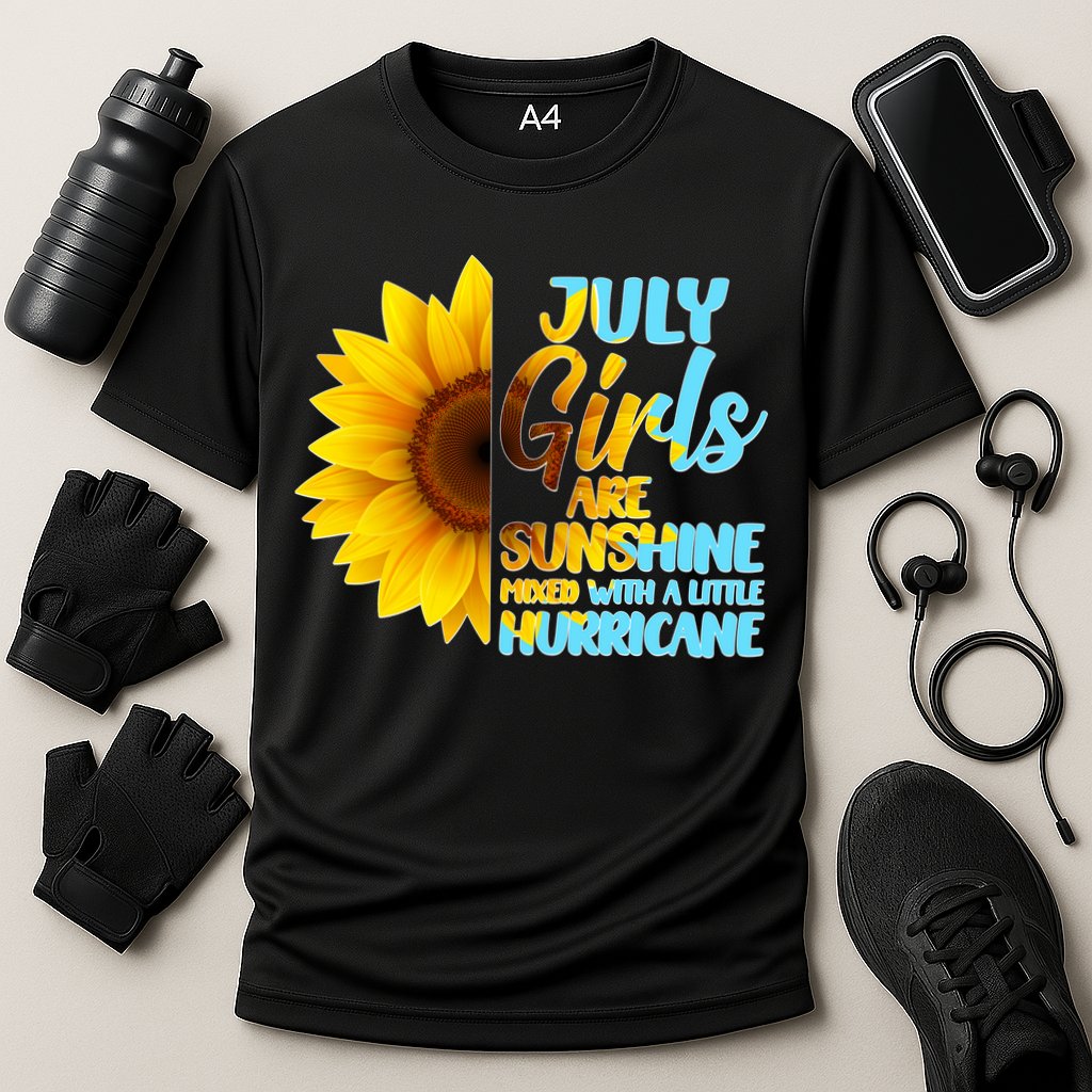 July Girls Are Sunshine Mixed With A Little Hurricane Cooling Performance Crew T-Shirt