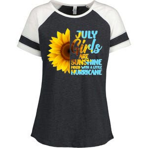 July Girls Are Sunshine Mixed With A Little Hurricane Enza Ladies Jersey Colorblock Tee