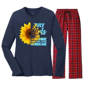 July Girls Are Sunshine Mixed With A Little Hurricane Women's Long Sleeve Flannel Pajama Set 