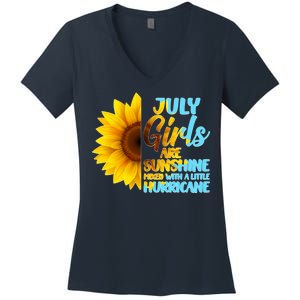 July Girls Are Sunshine Mixed With A Little Hurricane Women's V-Neck T-Shirt