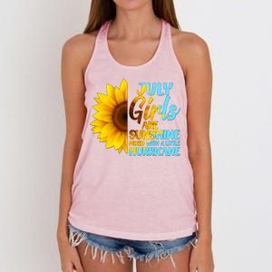 July Girls Are Sunshine Mixed With A Little Hurricane Women's Knotted Racerback Tank