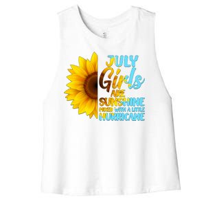 July Girls Are Sunshine Mixed With A Little Hurricane Women's Racerback Cropped Tank