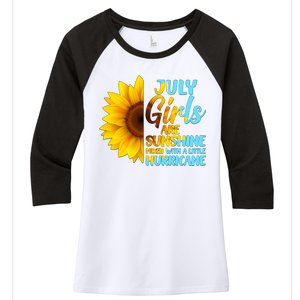 July Girls Are Sunshine Mixed With A Little Hurricane Women's Tri-Blend 3/4-Sleeve Raglan Shirt