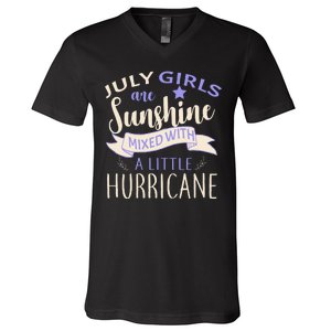 July Girls Are Sunshine Mixed With Hurricane V-Neck T-Shirt