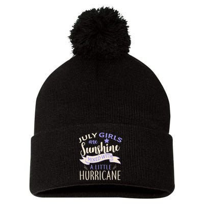 July Girls Are Sunshine Mixed With Hurricane Pom Pom 12in Knit Beanie