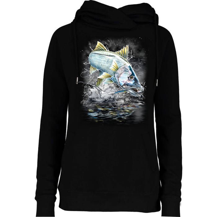 Jumping Snook - Fishing Womens Funnel Neck Pullover Hood