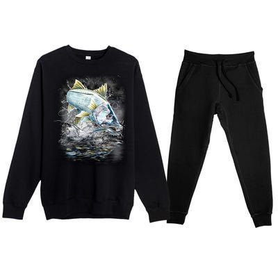 Jumping Snook - Fishing Premium Crewneck Sweatsuit Set