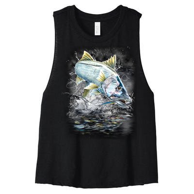 Jumping Snook - Fishing Women's Racerback Cropped Tank