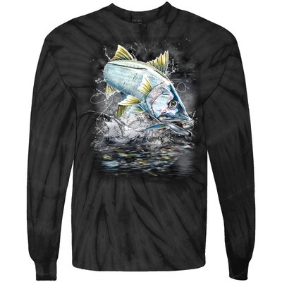 Jumping Snook - Fishing Tie-Dye Long Sleeve Shirt