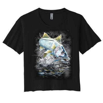 Jumping Snook - Fishing Women's Crop Top Tee