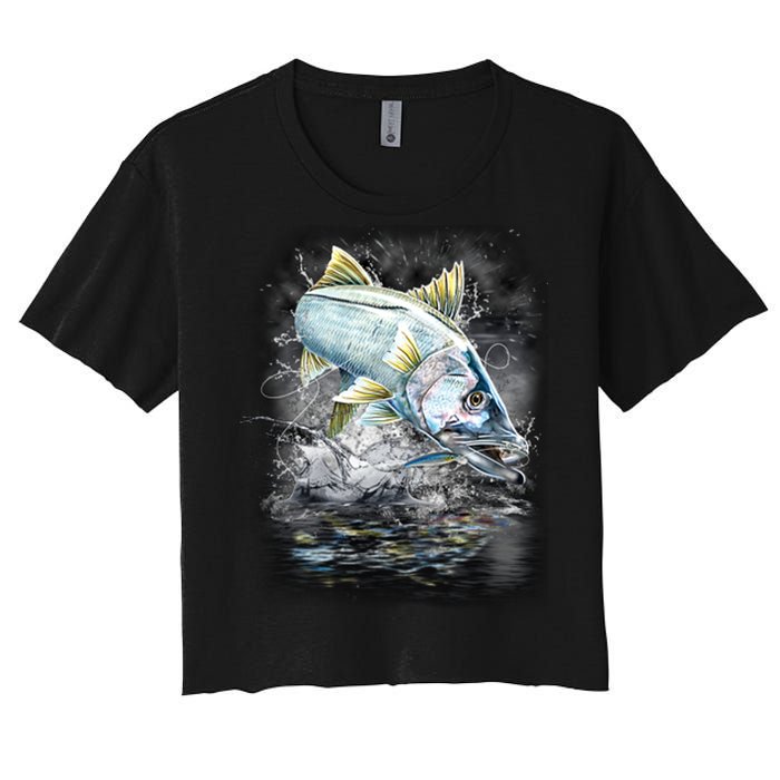 Jumping Snook - Fishing Women's Crop Top Tee