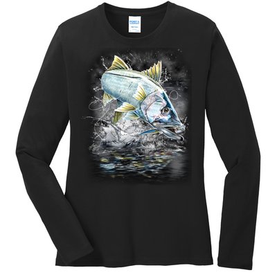 Jumping Snook - Fishing Ladies Long Sleeve Shirt