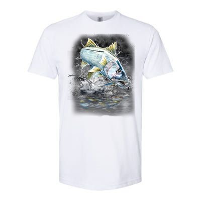 Jumping Snook - Fishing Softstyle CVC T-Shirt