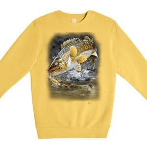 Jumping Walleye - Fishing Premium Crewneck Sweatshirt