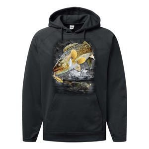 Jumping Walleye - Fishing Performance Fleece Hoodie