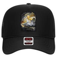 Jumping Walleye - Fishing High Crown Mesh Back Trucker Hat