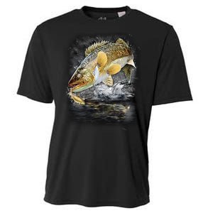 Jumping Walleye - Fishing Cooling Performance Crew T-Shirt