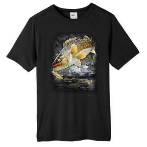 Jumping Walleye - Fishing Tall Fusion ChromaSoft Performance T-Shirt