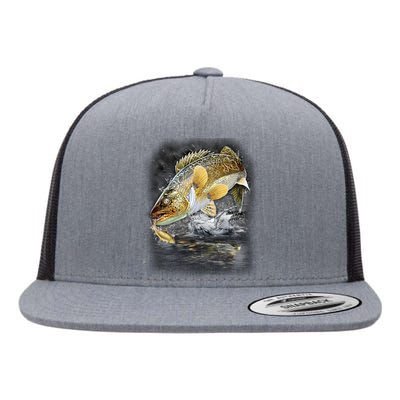 Jumping Walleye - Fishing Flat Bill Trucker Hat