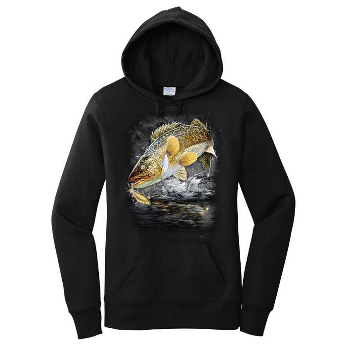 Jumping Walleye - Fishing Women's Pullover Hoodie