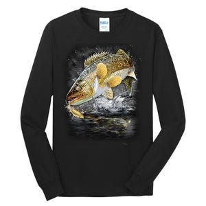 Jumping Walleye - Fishing Tall Long Sleeve T-Shirt