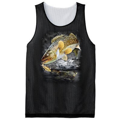 Jumping Walleye - Fishing Mesh Reversible Basketball Jersey Tank