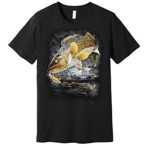 Jumping Walleye - Fishing Premium T-Shirt