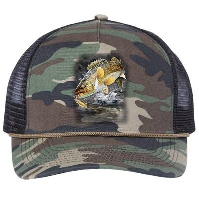 Jumping Walleye - Fishing Retro Rope Trucker Hat Cap