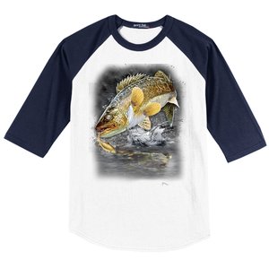 Jumping Walleye - Fishing Baseball Sleeve Shirt