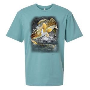 Jumping Walleye - Fishing Sueded Cloud Jersey T-Shirt