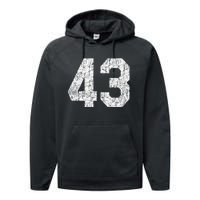 Jersey Uniform Number 43 Athletic Style Sports Performance Fleece Hoodie