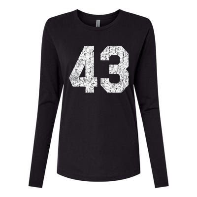 Jersey Uniform Number 43 Athletic Style Sports Womens Cotton Relaxed Long Sleeve T-Shirt