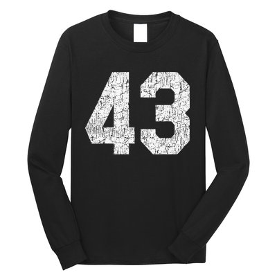 Jersey Uniform Number 43 Athletic Style Sports Long Sleeve Shirt