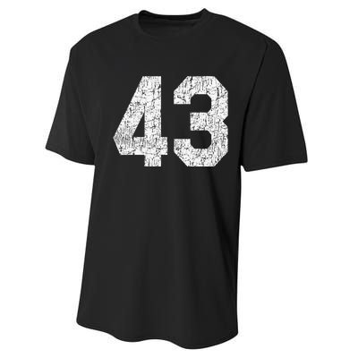 Jersey Uniform Number 43 Athletic Style Sports Performance Sprint T-Shirt