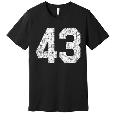 Jersey Uniform Number 43 Athletic Style Sports Premium T-Shirt