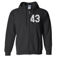 Jersey Uniform Number 43 Athletic Style Sports Full Zip Hoodie