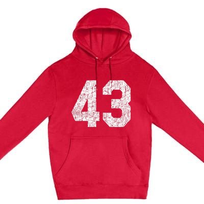 Jersey Uniform Number 43 Athletic Style Sports Premium Pullover Hoodie