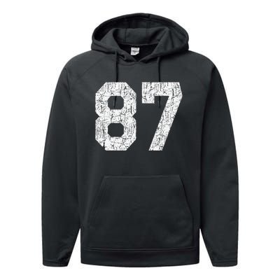 Jersey Uniform Number 87 Athletic Style Sports Graphic Performance Fleece Hoodie