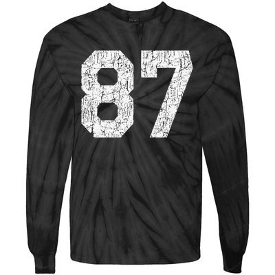 Jersey Uniform Number 87 Athletic Style Sports Graphic Tie-Dye Long Sleeve Shirt