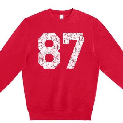 Jersey Uniform Number 87 Athletic Style Sports Graphic Premium Crewneck Sweatshirt