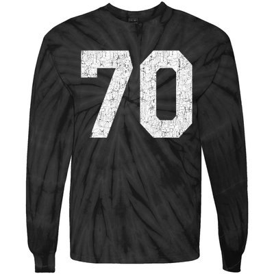 Jersey Uniform Number #70 Athletic Style Sports Graphic Tie-Dye Long Sleeve Shirt