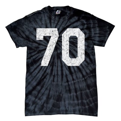 Jersey Uniform Number #70 Athletic Style Sports Graphic Tie-Dye T-Shirt