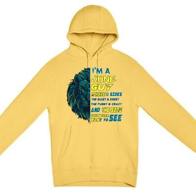 June Birthday Guy Has 3 Sides Sweet Funny Crazy  Premium Pullover Hoodie