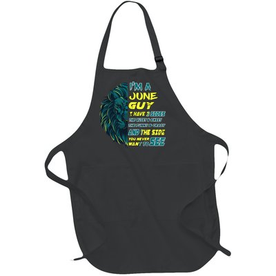 June Birthday Guy Has 3 Sides Sweet Funny Crazy  Full-Length Apron With Pockets