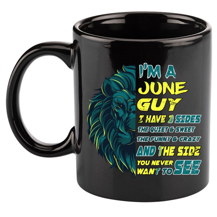 June Birthday Guy Has 3 Sides Sweet Funny Crazy  11oz C Handle Ceramic Mug