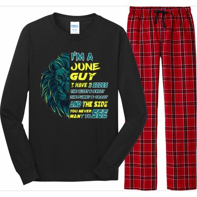 June Birthday Guy Has 3 Sides Sweet Funny Crazy  Long Sleeve Pajama Set