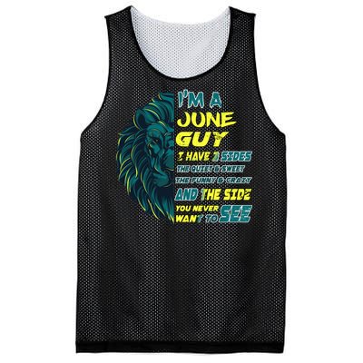 June Birthday Guy Has 3 Sides Sweet Funny Crazy  Mesh Reversible Basketball Jersey Tank