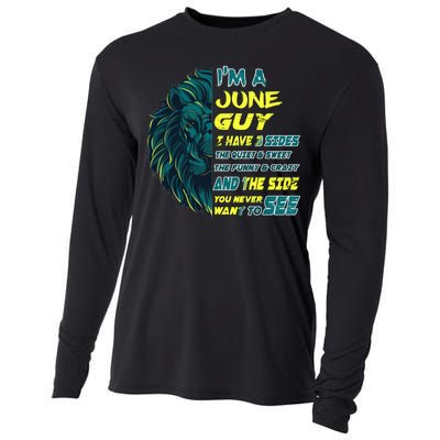 June Birthday Guy Has 3 Sides Sweet Funny Crazy  Cooling Performance Long Sleeve Crew