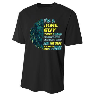 June Birthday Guy Has 3 Sides Sweet Funny Crazy  Performance Sprint T-Shirt