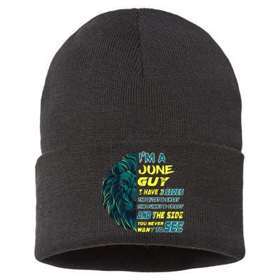 June Birthday Guy Has 3 Sides Sweet Funny Crazy  Sustainable Knit Beanie